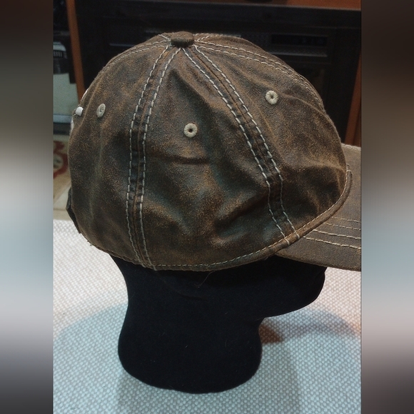 Port Authority Brown Faux Suede Cancer Awareness Adjustable Ballcap - Picture 2 of 6